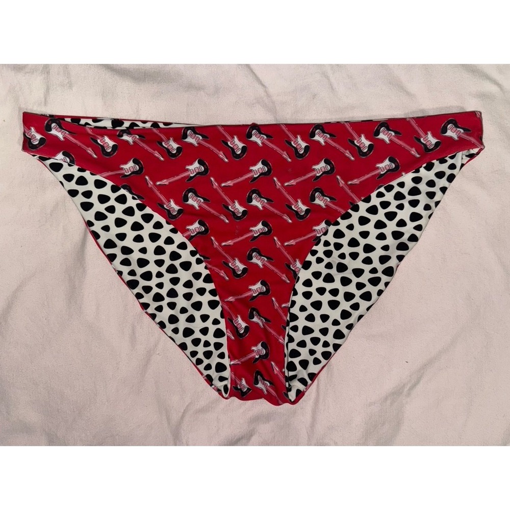 Hard Rock X Snapperrock reversible red guitar or triangle spot bikini bottoms